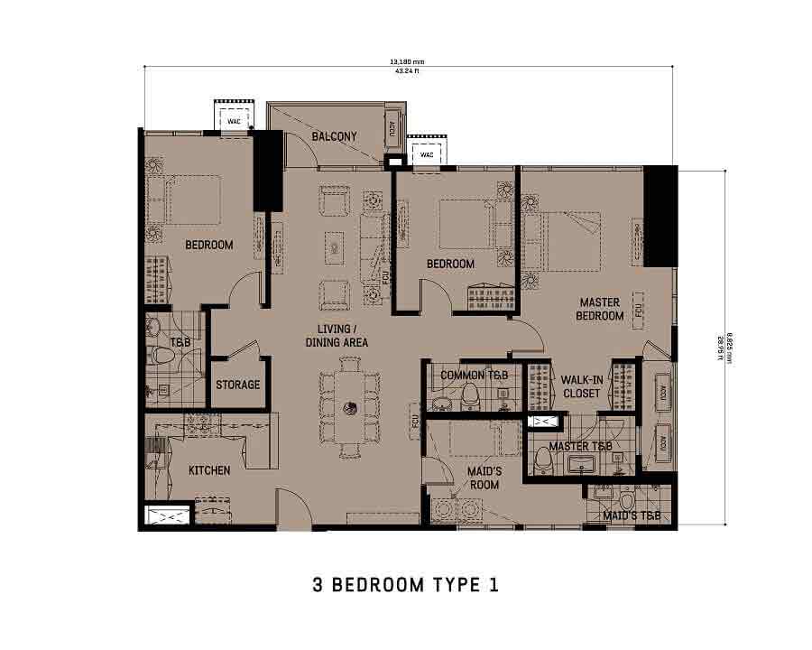 3 Bedroom Unit Type 1
