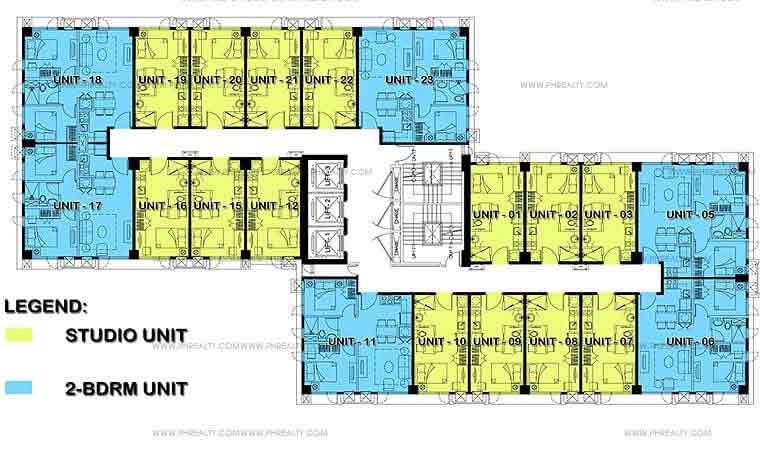 2nd, 7th, 8th, 15th, 16th, 21st, 22nd, 28th, 29th Typical Floor Plan