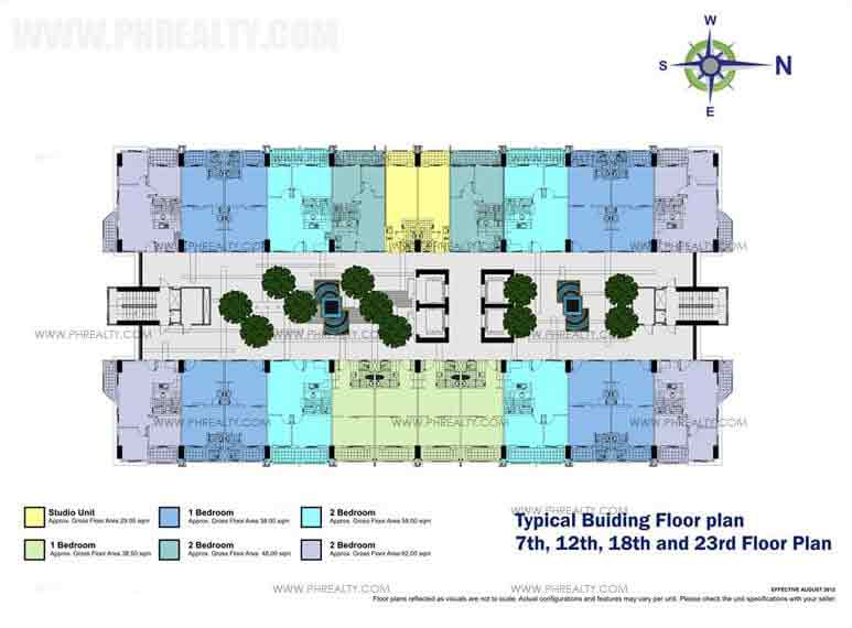 Typical Building Floor Plan 7th, 12th, 18th and 23rd Floor Plans