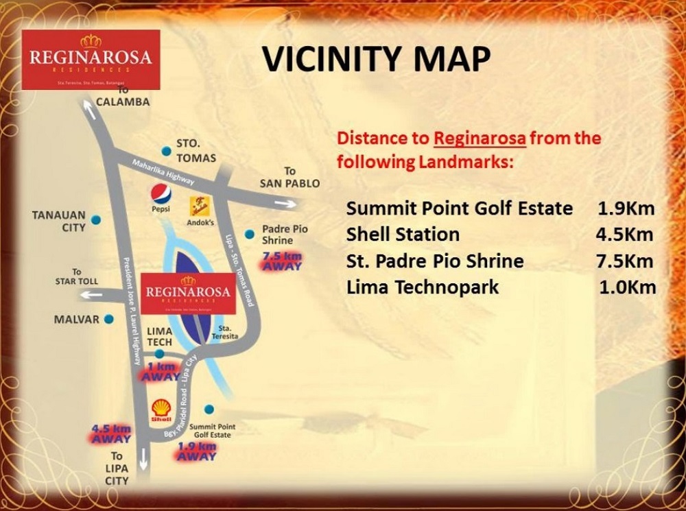 Location & Address of Summerhills Home Dev Corp Regina Rosa Residences