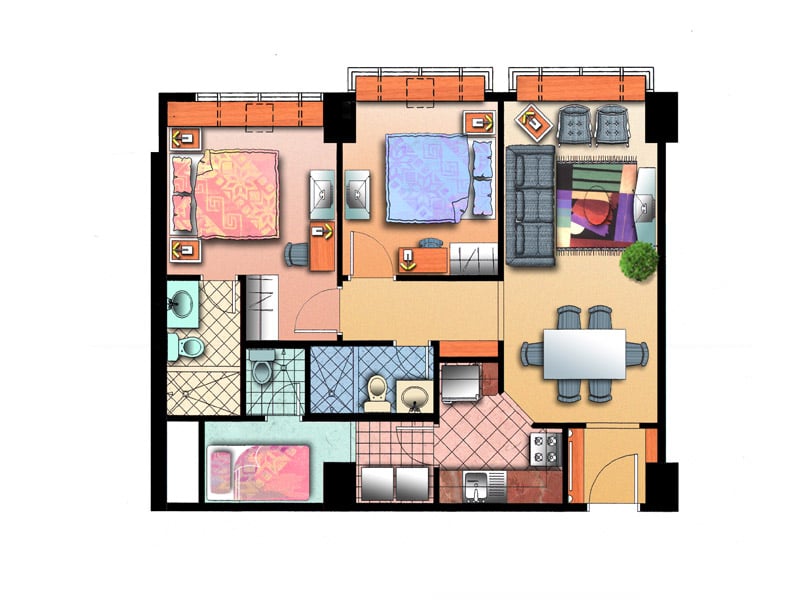 Typical 2 BR Floor Plan