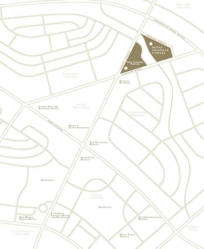 Location & Address of Ayala Land Park Central Towers - Makati City.