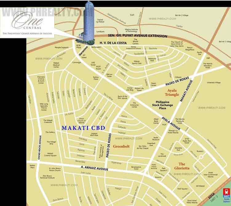 Location & Address of Megaworld One Central - Makati City.