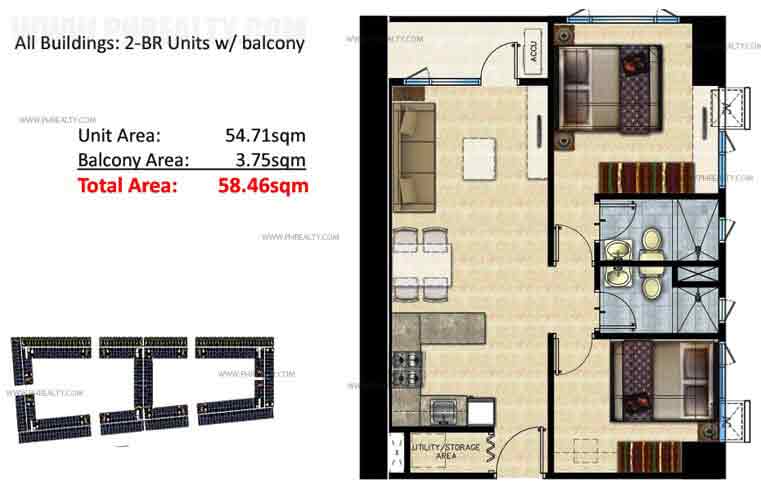 Two Bedroom with Balcony