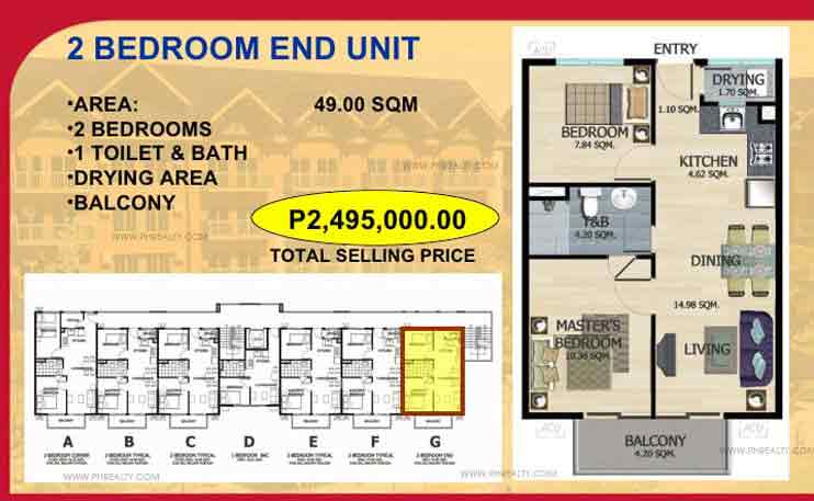 Two Bedroom End Unit